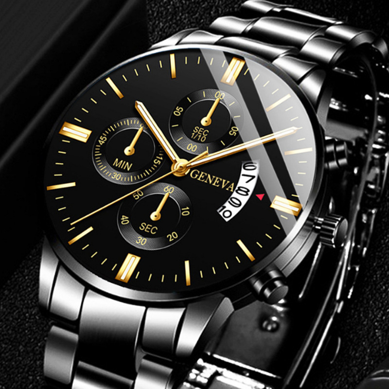 Luxury Watch Market - Luxuriöse Edelstahl-Herrenuhr mit Kalender Quarz-Armbanduhr Modische