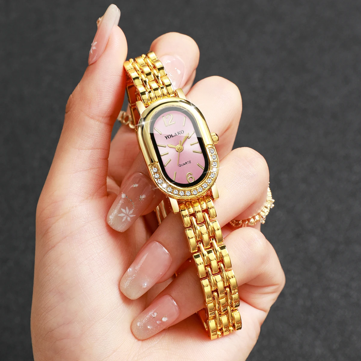 Luxury Watch Safe - Luxuriöse Strass-Damen-Quarzuhr, modische goldene Armbanduhr, Damenuhr,