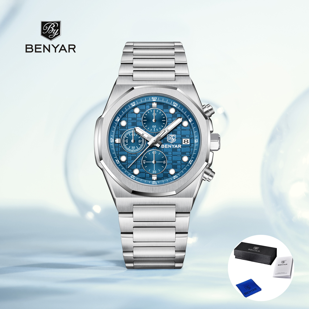 Luxury Watch Safe - 2025, neue BENYAR Herrenuhren, Top-Luxus-Quarz-Armbanduhren, Chronographenuhr