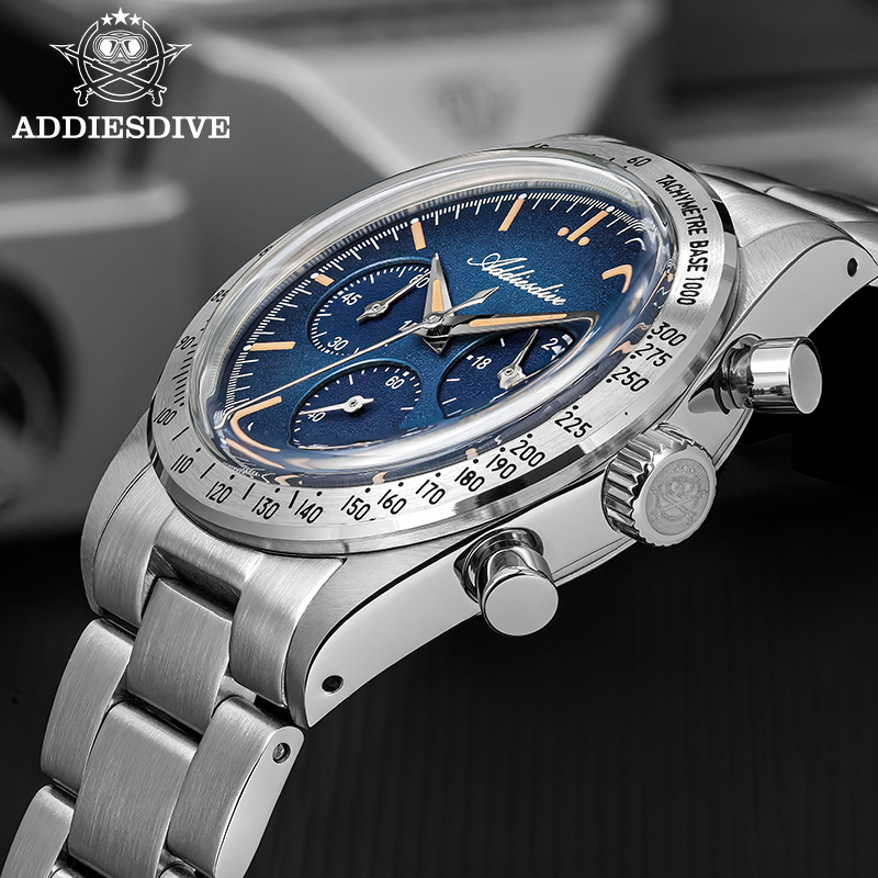Luxury Watch Second Hand - ADDIESDIVE Neue Herrenuhren, Chronograph, gewölbtes Glas,