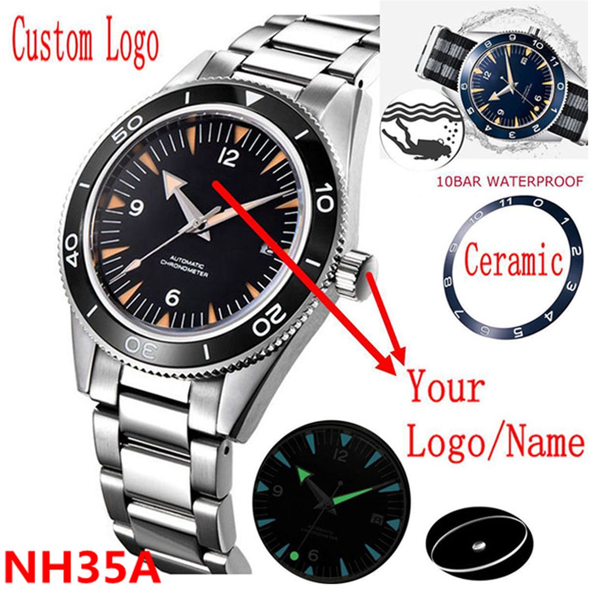 Benutzerdefinierte Logo NH35 B – Luxury Watch Market Bewertung und Preis